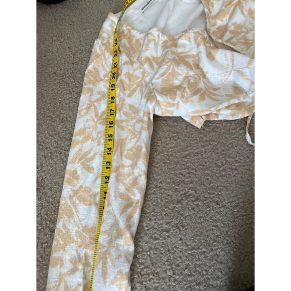 Abercrombie & Fitch peach white Long Sleeve tropical palm tree cropped top S - Picture 7 of 8
